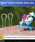 Dock Boarding Handrail Safety Grab Bar For Marina Boat Deck And Hot Tub Access 37.4 Inch High Iron Construction with bench