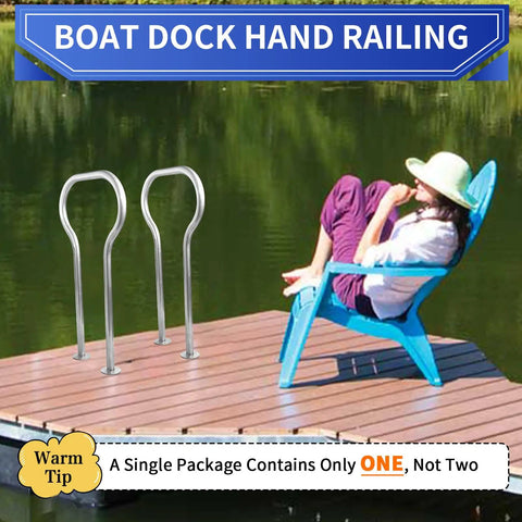 Dock Boarding Handrail Safety Grab Bar For Marina Boat Deck And Hot Tub Access 37.4 Inch High Iron Construction with bench