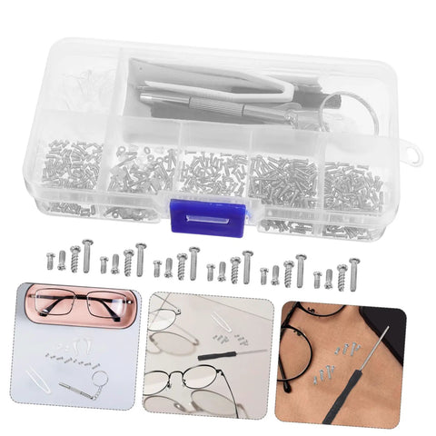Eyeglass Repair Kit With Precision Screwdriver Set Sunglass Screws Replacement Nose Pad Cushions Tweezers And Storage Case in box