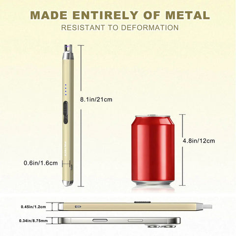 Upgraded USB C Rechargeable Flameless Plasma Arc Lighter With LED Display Windproof Candle Lighter size comparison with soda can