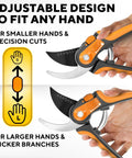 Effortless Garden Pruning Shears With Ultra Sharp Blades And Adjustable Comfort Handles showing size adjustment for all hands