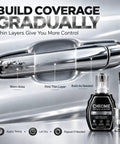 Chromed Out Repair Pen and Scratch Eraser for Ridiculous Metallic Gleam on Automotive Trim Badges and Plumbing Fixtures Silver Shine Touch Up Marker for Dull Metal Surfaces Fast Drying Formula Heavy Duty Restoration Tool applied to worn chrome door handle showing thin layers for coverage.