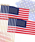 12x18 Inch American Flags Pack Of 12 With Spear Top On Sticks For Memorial Day And Fourth Of July Outdoor Decor Hand Held Flag Set 30 Inch Pole When Joined Built For Parade Ready Displays