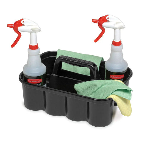 Black Deluxe Carry Caddy For Takeout Drinks And Cleaning Gear On The Go Grab And Go Haul For Coffee Cups Water Bottles