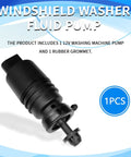 Heavy Duty Windshield Washer Fluid Pump With Mounting Grommet Straight Swap Fit Auto Replacement For Bmw Mercedes Benz black unit side view