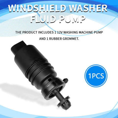 Heavy Duty Windshield Washer Fluid Pump With Mounting Grommet Straight Swap Fit Auto Replacement For Bmw Mercedes Benz black unit side view