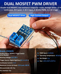 Person holding Dual High Power MOSFET Trigger Switch Drive Module For DC Motors And Lighting 5 To 36V Range 0 To 20KHz PWM