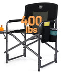 Ultra Lite Aluminum Oversized Camping Chair With Side Table And Detachable Pocket Portable Directors Chair For Outdoor Camping