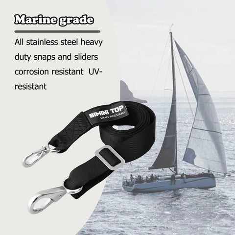 Adjustable Bimini Top Straps For Boats Marine Webbing With Stainless Steel Snap Hooks Heavy Duty UV Resistant