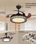 Dope 42 Inch Retractable Ceiling Fan With Lights Remote App Control Dimmable LED DC Motor Modern Farmhouse Style dimensions