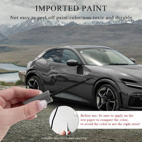 Touch Up Paint Pen For Cars Quick Scratch Repair That Blends With Your Original Finish in use on gray car