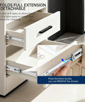 No-Fuss Soft-Close Heavy-Duty 12-Inch Drawer Slides installed in kitchen cabinet, showing full-extension and ball bearing glides.