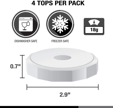 Tough Tops Regular Mouth Mason Jar Lids White BPA Free Plastic Screw Caps For Leakproof Airtight Storage Durable Reusable Jar