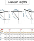 Installation diagram of Heavy Duty 2 Pack 100N Gas Struts Shocks Lid Support for Cabinets Toy Boxes Truck Doors.