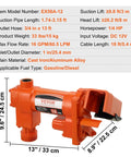 Heavy Duty 12V DC Fuel Transfer Pump 16 GPM Gasoline Extractor Kit For Tractors, cast iron, compact, efficient fuel movement.