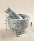 Heavy Duty Granite Mortar And Pestle Set With Anti Slip Base For Grinding Spices Herbs Garlic Pepper Nuts Coffee Beans And More Pro Grade Guacamole And Salad Prep Non Porous Easy To Clean And Durable Kitchen Tool, dimensions shown