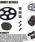 Beefed Up Heavy Duty 25H 136 Links Chain With 68 Tooth Rear Sprocket for 49Cc Pocket Bike Mini Bike, product kit components