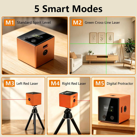 Super Bright 5 In 1 Digital Laser Level Dead Nuts Accurate Plus Point One Degree Electronic Protractor Shooting Crisp Green And Red Cross Lines Usb C Rechargeable