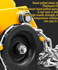 Heavy Duty Manual Chain Trolley For Gantry Crane Hoist featuring a close-up of the thickened hand-pulled chain wheel with sprocket.
