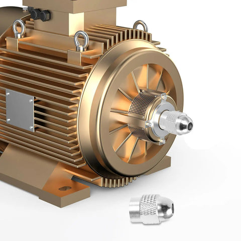 Brass Collet Drill Chuck Nut Holder For Rotary Tools attached to a motor, showcasing easy grip and high precision grinding accessory.