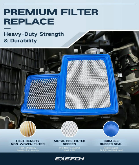 Golf Cart Tune Up Kit With Drive Belt And Starter Generator Belt For Yamaha G16 G19 G22 G29 1996 Up 4 Cycle 301cc 357cc Engines Includes Pre Fuel Filter Air Filter Spark Plug And All Essential Components For Quick Maintenance visible air filter blue frame