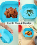 Silicone Air Fryer Liners Set Of 4 Pcs 7.6 Inch Square Reusable Liners For 3 To 6 Qt Air Fryers Dishwasher Safe Heat Resistant.