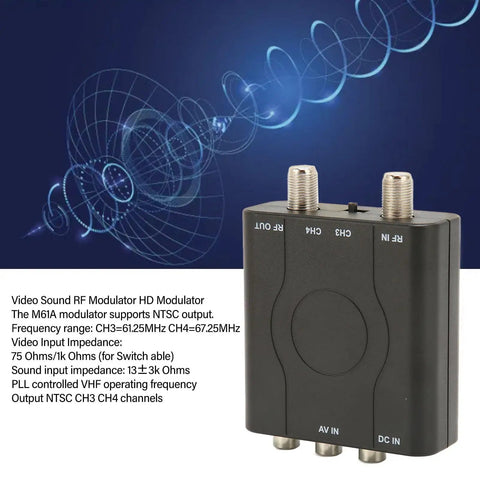 NTSC TV Modulator For Composite To RF Coax, PLL VHF Channel 3 Or 4, Premium ABS Case, AV Cable Included, Easy Plug And Play Setup