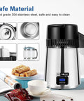 1 Gallon Water Distiller Timeable With 304 Stainless Steel Filter And CNC Timing LCD Display For Home Countertop 110V