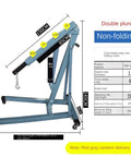 Foldable 2 Ton Engine Hoist With Extendable Boom And Integrated Oil Pump, Straight Shooter Heavy Duty Lifter side view with dimensions.