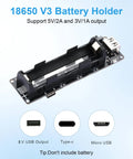 2 Pack 18650 Battery Holder Power Bank Module Micro Usb Cable Lithium Backup Shield with USB output connectors.