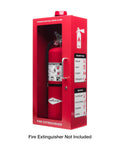 Red Wall Mount Fire Extinguisher Cabinet With Alarm And Lock And Clear Acrylic Break Glass Window Durable Metal Box That Fits 2.5 5 And 10 Pound Extinguishers For Quick Access Safety
