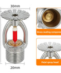 Heavy Duty 5 Piece Pendent Fire Sprinkler Heads With 155 Degree Fahrenheit Rating And Ballistic Brass Build 1/2 Inch NPT Thread showing brass sealing component and petal spray head.