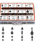 Hassle Free 450 Piece Computer Screw Kit For PC Building And Repairing detailed view with assorted screws, standoffs, and spacers in organizer.