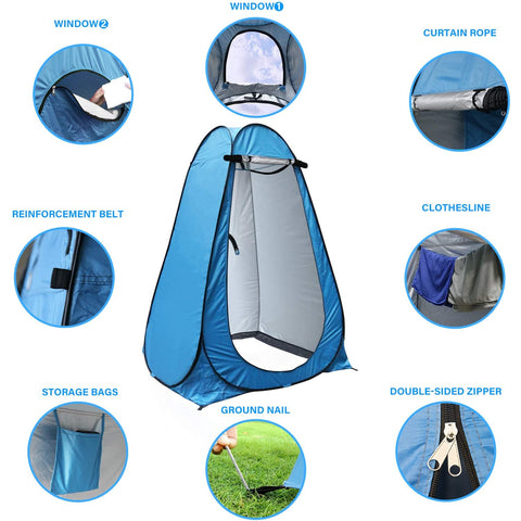 Pop Up Privacy Tent Beach Shower Tent Portable Outdoor Changing Room Shelter For Camping And Hiking Waterproof UPF40 Plus Sun Shield With Strong Steel Frame Quick Setup Lightweight Ideal For Beach Picnics And Fishing