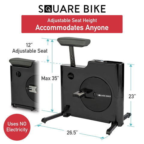 Black Felicity Compact Under Desk Exercise Bike With 8 Level Magnetic Resistance, foldable design, adjustable seat, no electricity use.