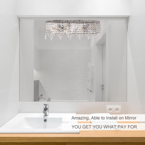 Crystal Drape Vanity Light 24 Inch Chrome Over Mirror For Powder Room, Bling Linear Wall Sconce With Sparkling Crystals.