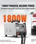 Stud Welder Dent Repair Kit With 110V Auto Body Spot Welding Dent Puller, featuring 1800W power display and control panel.