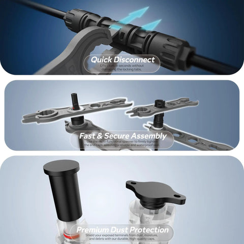 8AWG Solar Panel Connectors Built To Haul Big Power For PV Systems 1500V DC 70A Heavy Duty MC4 Compatible Cables quick assembly