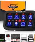8 Gang Switch Panel BA80 Universal Circuit Control Relay Box with LED Touch Switches, accessories, and packaging