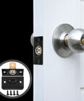 Heavy Duty Ball Catch Door Latches Set For Quiet, Smooth Closures, 4 Pieces, Concealed Mount, Stainless Steel shown on door