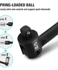 Rugged 24 Inch Breaker Bar Featuring 240 Degree Flex Head And Half Inch Square Drive with spring-loaded ball for socket attachment.
