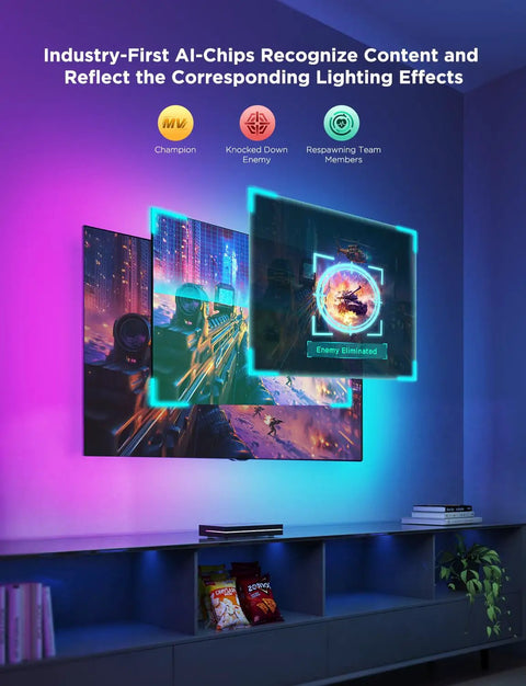 HDMI 2.1 AI Sync Box 2 With RGBWIC For 55 To 65 Inch TVs Delivers 8K 60Hz And 4K 144Hz, screen and lighting sync in gaming room
