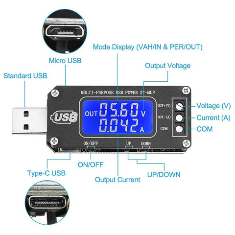 DC-DC Step Up Down Power Converter Module With Beefy USB Type-C Micro USB Input, Adjustable 1.0V-24V Output From 3.5V-12V, 2-3W