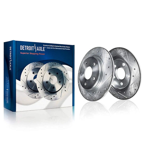 10 Piece Drilled And Slotted Brake Kit With Ceramic Pads For Toyota Highlander Sienna Lexus RX350 RX450H Featuring 12.91 Front Rotors And 12.17 Rear Rotors For Street Ready Stopping Power And Everyday City Highway Driving