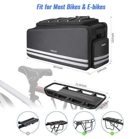 40L Bike Trunk Bag For Rear Rack With Foldable Panniers Ebike Battery Compatible Bag For Electric Bicycle Rear Seat Gear Storage