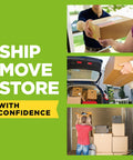 Smooth Operator Clear Shipping Packing Tape With Heavy Duty Dispenser For Quick Box Sealing And Fast Rollout In Bulk Six Pack Supply For Straight Ahead Warehouse Jobs image showing box handling for shipping and moving.