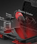 Electric TIG Tungsten Electrode Sharpener And Grinder For Welding, Handheld 110V Rotary Tool shown with accessories and case.