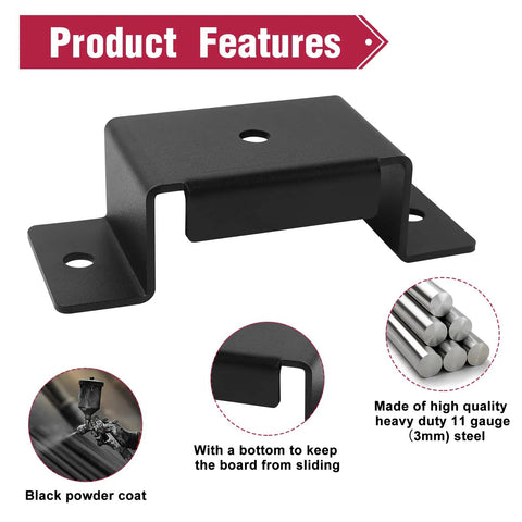 Rock Solid Trailer Stake Pocket Brackets 12 Pack Heavy Steel Inserts For Standard 2x4 Posts And Lumber Black powder coated bracket for secure load stabilization.