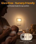 Plug In Night Light With Motion Sensor, Stepless Brightness From 1 To 120 Lumens, in a nursery with soft glow for eye comfort