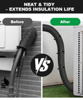 Before and after of Three Layer HVAC Copper Pipe Insulation Cover for Outdoor AC Lines showing improved protection and neat appearance.